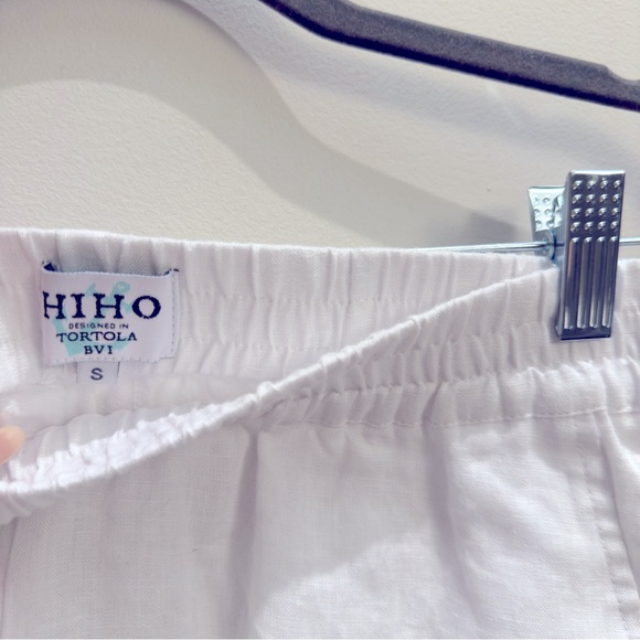 HIHO Designed In BVI Tortola - White Garden Shorts Size S 100% Linen - Picture 6 of 10